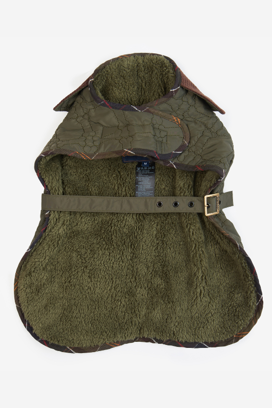 An image of the Barbour Dog Bone Quilted Coat in Dark Olive.