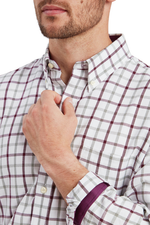 An image of the Schoffel Brancaster Classic Shirt in Wine Check