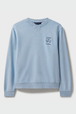 An image of the Crew Clothing Pigment Dyed Crew Neck Sweatshirt in Light Blue.