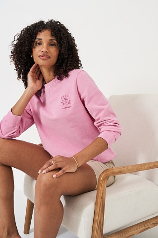 An image of the Crew Clothing Pigment Dyed Crew Neck Sweatshirt in Pink.