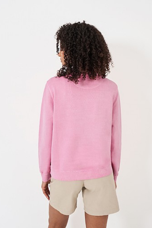 An image of the Crew Clothing Pigment Dyed Crew Neck Sweatshirt in Pink.