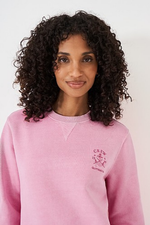 An image of the Crew Clothing Pigment Dyed Crew Neck Sweatshirt in Pink.