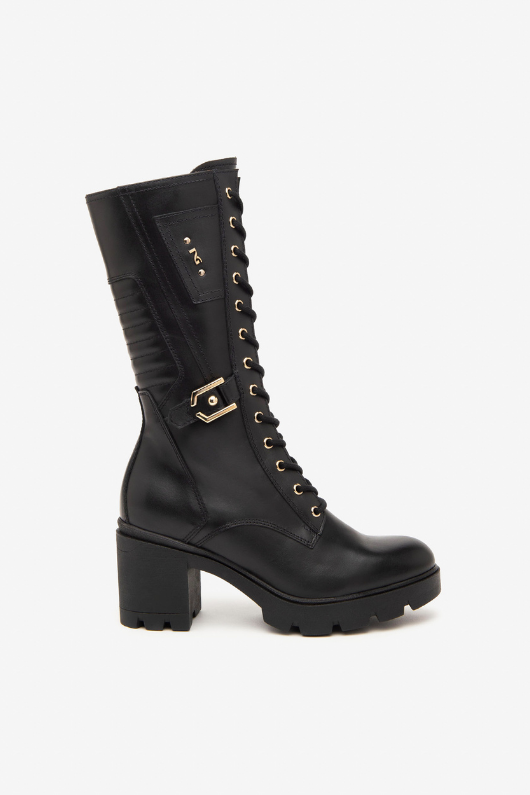 An image of the Nero Giardini Heeled Laced Boots in Nero.