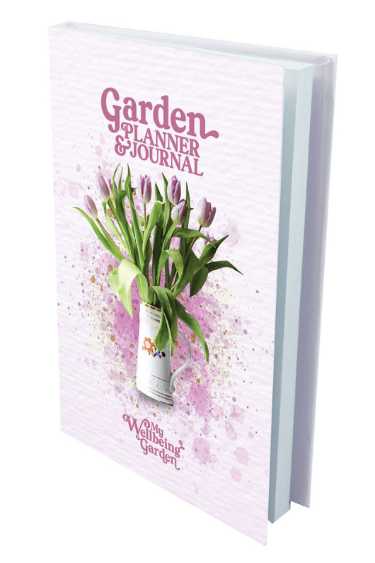 An image of the My Wellbeing Garden Planner & Journal in the style Purple Tulips.