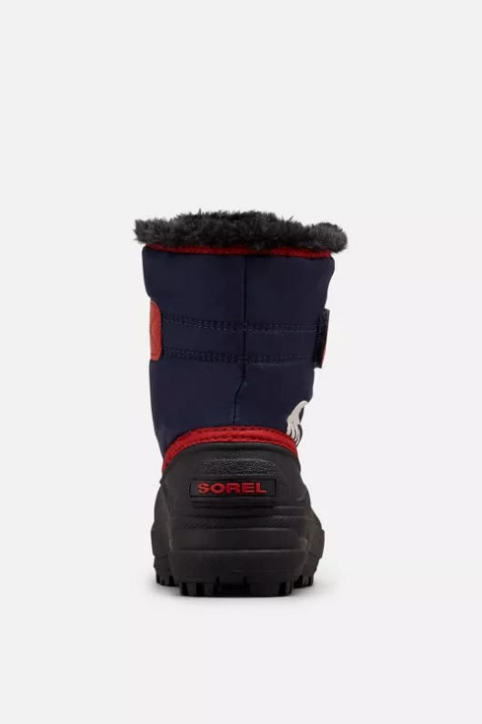 An image of the SOREL Children's Snow Commander Boots in Nocturnal Sail Red.