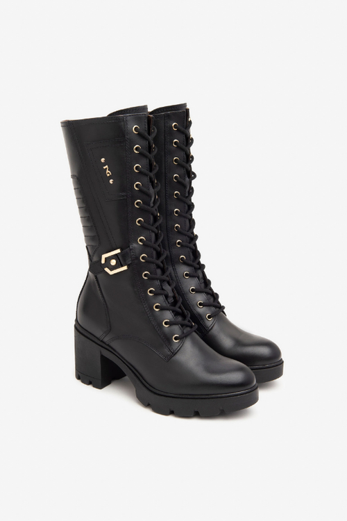 An image of the Nero Giardini Heeled Laced Boots in Nero.