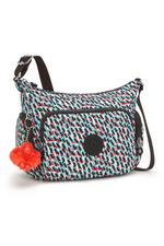 Kipling Gabb S Medium Crossbody Bag. A crossbody bag with adjustable strap, zip closure, multiple compartments, Kipling monkey charm, and all over multicoloured print.