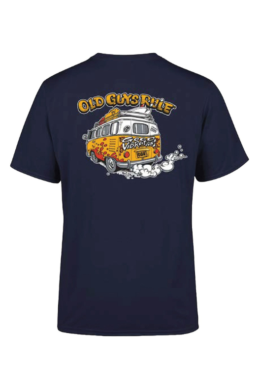 An image of the Old Guys Rule Good Vibrations IV T-Shirt in the colour Navy.