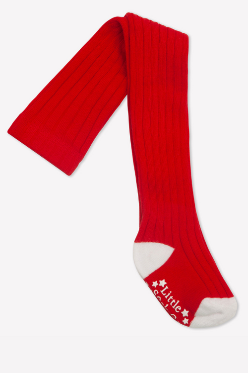 An image of The Little Sock Co Non-Slip Tights in Red.