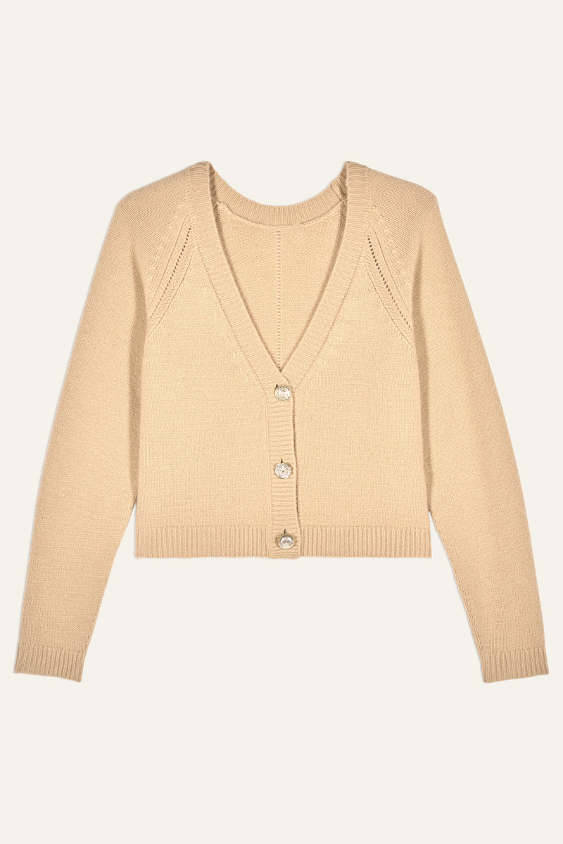 An image of the BA&SH Carila Cardigan in Camel.