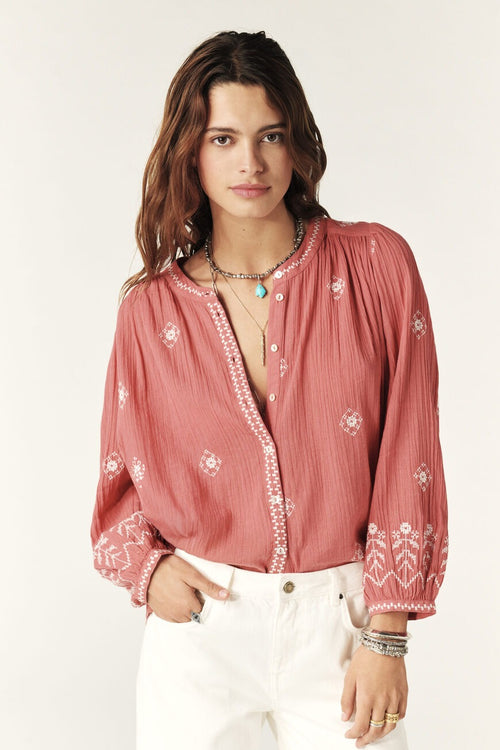 An image of the BA&SH Duha Shirt in Pink Blush.