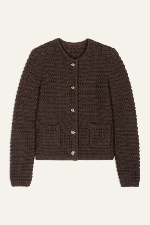 An image of the BA&SH Gaspard Cardigan in Chocolate.