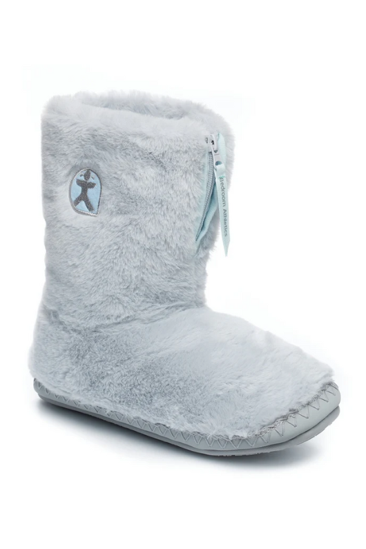 An image of the Bedroom Athletics Monroe Faux Fur Slipper Boot in the colour Arctic Blue/Trace Grey.