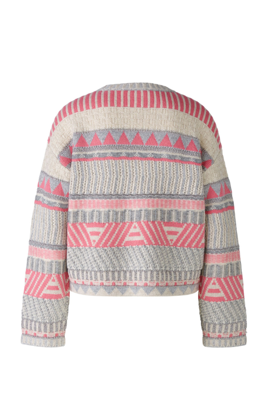 An image of the Oui Patterned Sweater in Light Grey Off White.