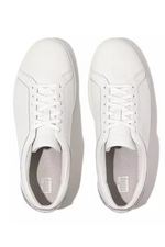 An image of the Fitflop Rally Crystal-Backtab Leather Sneakers in the colour Urban White/Silver.