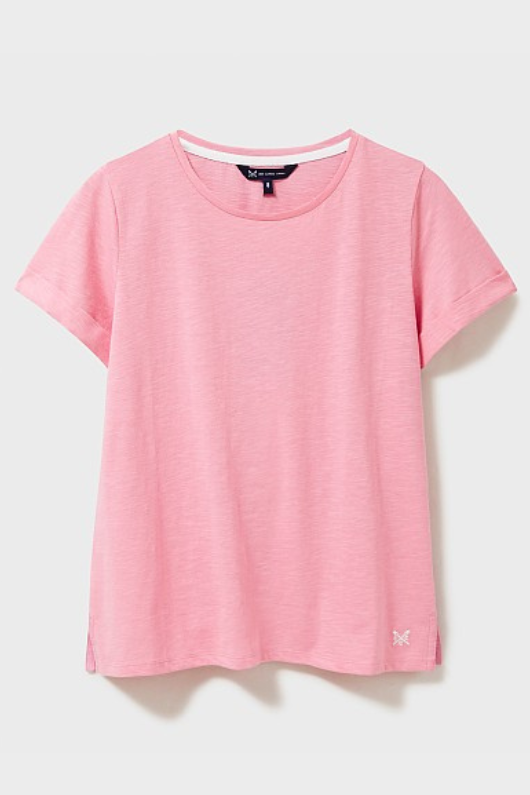 An image of the Crew Clothing Perfect Crew Slub T-Shirt in Pink.