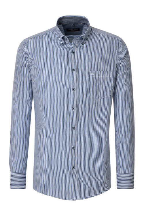 An image of the Casa Moda Casual Fit Stripe Shirt in Blue.