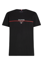 An image of the Tommy Hilfiger Hilfiger Stripe T-Shirt in Black.