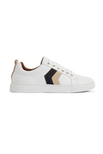 An image of the Fairfax & Favor Women's Alexandra Neutral Tri-Colour Leather Trainers.