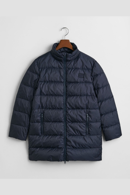 An image of the Gant Light Down Coat in Evening Blue.