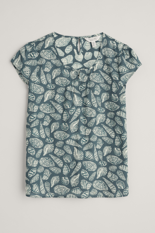 An image of the Seasalt Garden Gate Cotton Top in the colour Pocket Shells Pool.