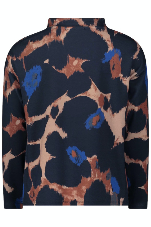 An image of the Betty Barclay Animal Print Sweatshirt in the colour Dark Blue/Camel.