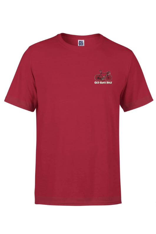 An image of the Old Guys Rule Cranky T-Shirt in Cardinal Red.