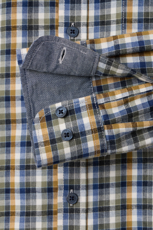 An image of the Casa Moda Casual Fit Check Shirt in Blue.