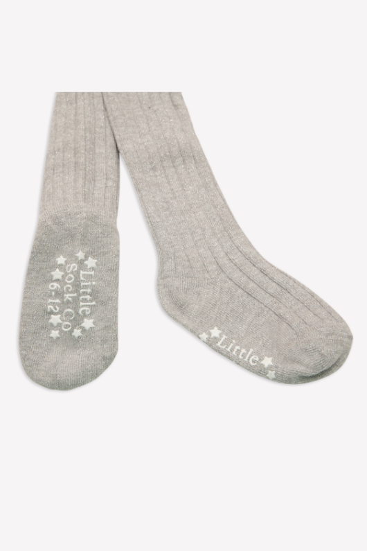 An image of The Little Sock Co Non-Slip Tights in Sparkly Grey.