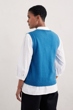 An image of the Seasalt East View V-Neck Vest in Sailboats.