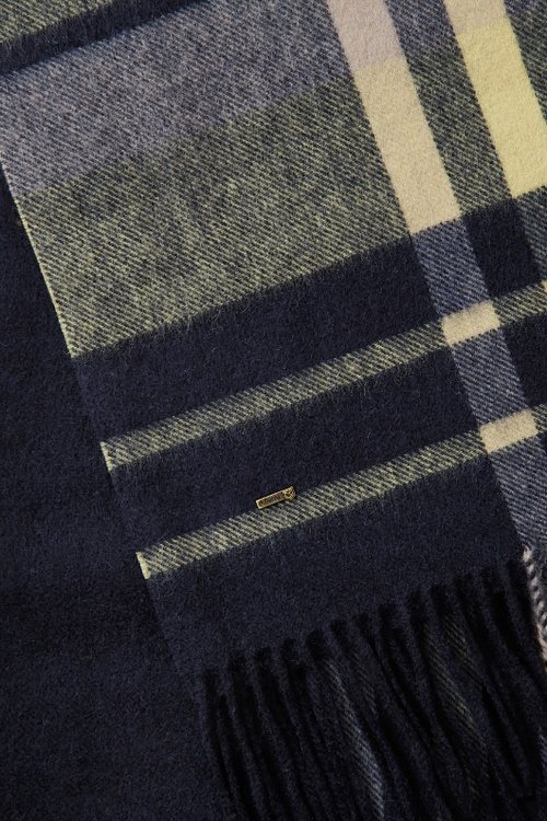 An image of the Dubarry Kildavin Plaid Scarf in Navy.