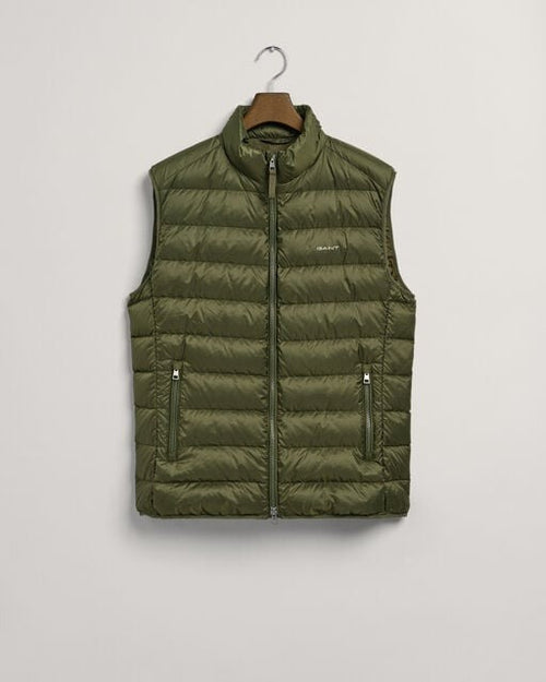 An image of the Gant Light Down Gilet in Juniper Green.