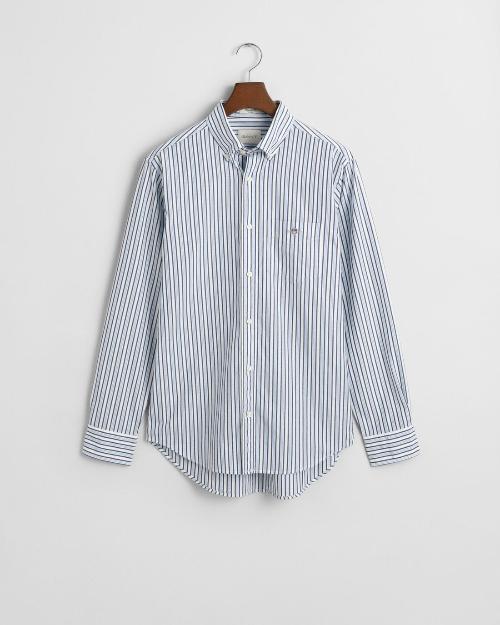 An image of the Gant Regular Fit Striped Poplin Shirt in Clear Sky.