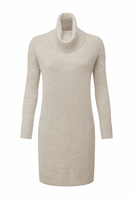 An image of the Schoffel Filey Roll Neck Dress in Oat Grey.