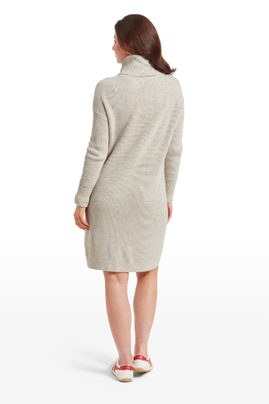 An image of the Schoffel Filey Roll Neck Dress in Oat Grey.