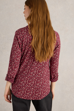 An image of the White Stuff Annie Jersey Shirt in Plum Print.