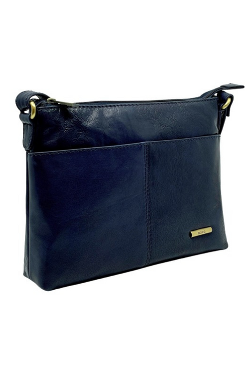 An image of the Nova Leathers Crossbody Bag With Pockets in Navy.