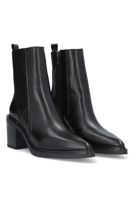 An image of the Alpe Leather Heeled Ankle Boots in Black.