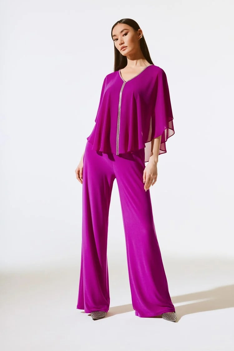 An image of a model wearing the Joseph Ribkoff Wide Leg Pant in Empress.