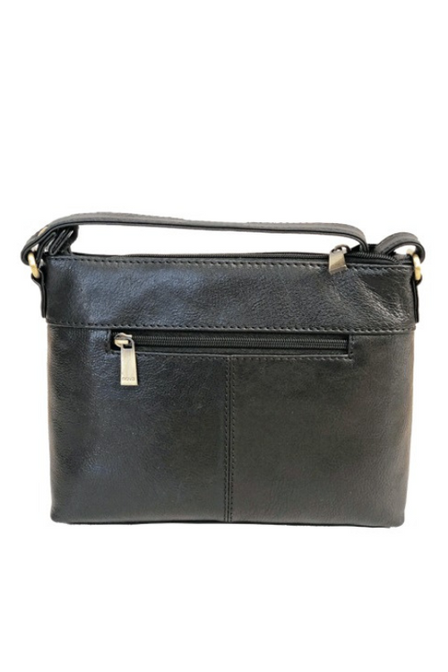 An image of the Nova Leathers Crossbody Bag With Pockets in Black.