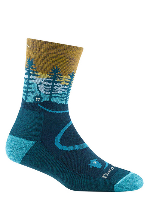 An image of the Darn Tough Northwoods Micro Crew Midweight Hiking Socks in Dark Teal.