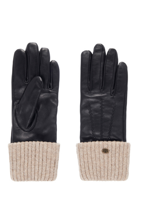 An image of the EMU Australia Loch Leather Gloves in Black/Natural.