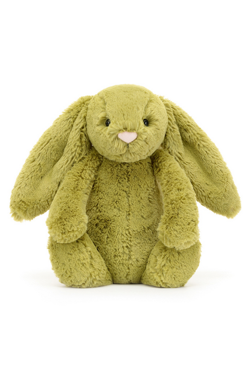 An image of the Jellycat Bashful Moss Bunny soft toy in Medium.