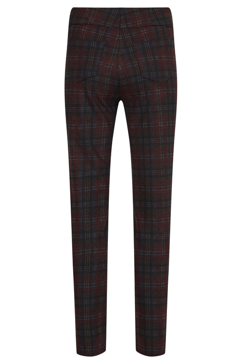 An image of the Robell Bella Tartan Trousers in Red.