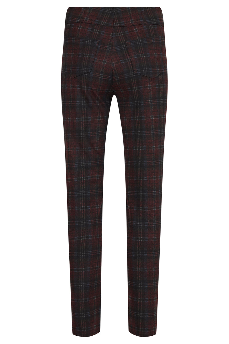 An image of the Robell Bella Tartan Trousers in Red.