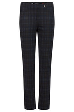 An image of the Robell Bella Tartan Trousers in Navy.