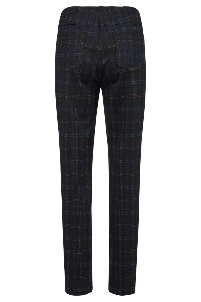 An image of the Robell Bella Tartan Trousers in Navy.