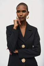 An image of a model wearing the Joseph Ribkoff Statement Blazer in Black.