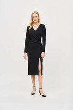 An image of a model wearing the Joseph Ribkoff Midi Dress in Black.