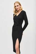 An image of a model wearing the Joseph Ribkoff Midi Dress in Black.